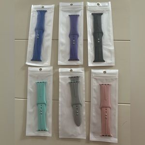 Lot of 6 bands for Apple Watch. 38mm Purple Black Pink Gray Turquoise Blue